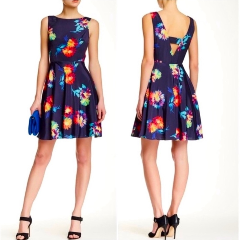 Betsey Johnson Midnight Florals Fit & Flare Sleeveless Mini Dress Women’s 2